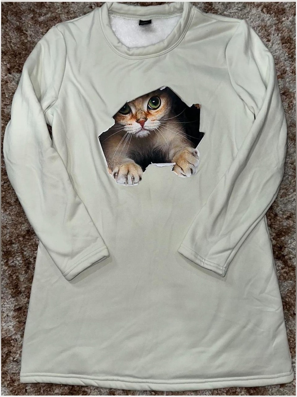 Cat Print Long-Sleeve Pet Lover sweater dress